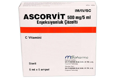 ASCORVIT 500 MG/5 ML IM/IV ENJEKSIYONLUK COZELTI ICEREN AMPUL (5 AMPUL)